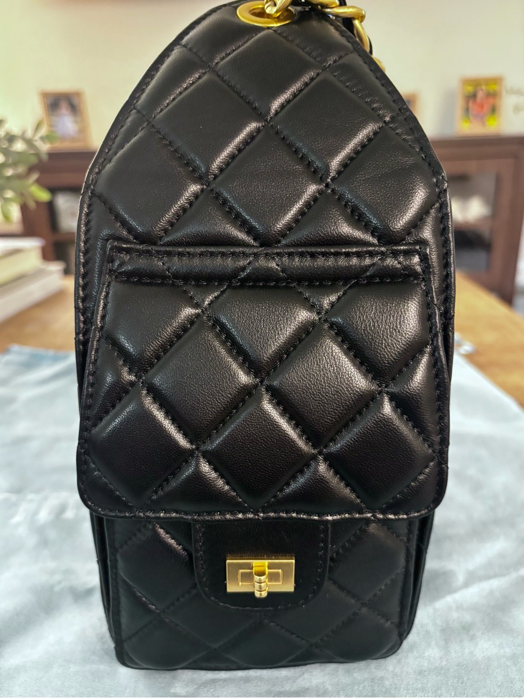 Quilted Sheepskin Leather Shoulder Bag With Chain Strap — image 4 of 6